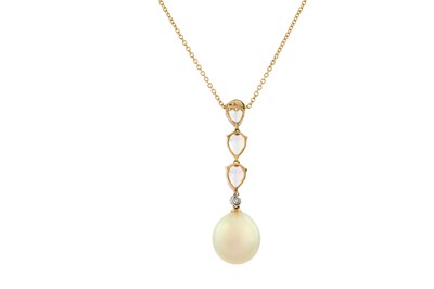 Lot 108 - POSSIBLY BY ANNOUSHKA Ι A SOUTH SEA PEARL, MULTI-COLOURED SAPPHIRES AND DIAMOND PENDANT NECKLACE