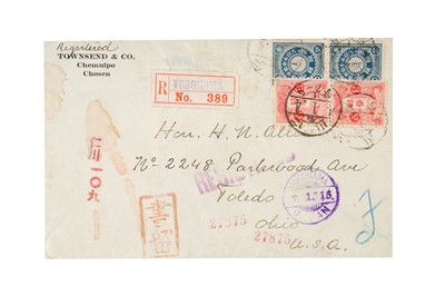 Lot 191 - Korea 1915 Registered Cover Chemulpo to Toledo, Ohio to Horace Allen, U.S. Consul General, Korea 1890 to 1897