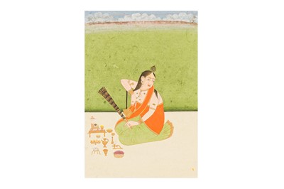 Lot 79 - A MAIDEN PERFORMING PUJA ON A TERRACE