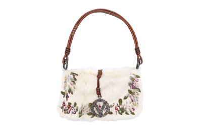 Lot 432 - Valentino Garavani Ivory Fur Floral Shoulder Bag