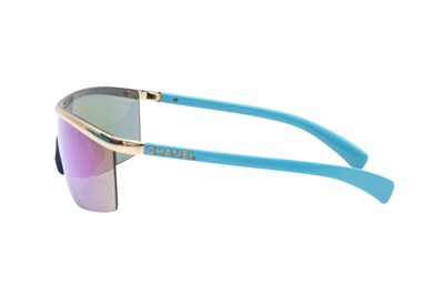 Lot 162 - Chanel x Pharrell Blue Mirror Sheild Sunglasses