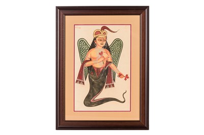 Lot 91 - A KALIGHAT STYLE PAINTING OF NAGA KANYA