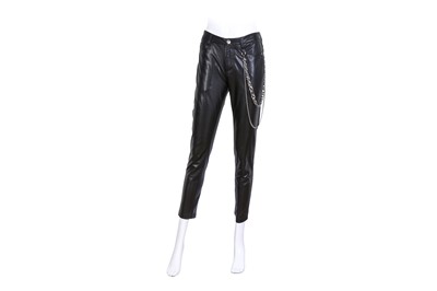 Lot 446 - Ermanno Scervino Black Eco Leather Chain Trouser - Size 42