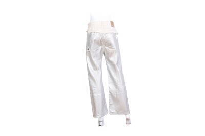 Lot 485 - Jacquemus Silver Le Raphia 'Le De Nimes Bordado' Jeans - Size 29