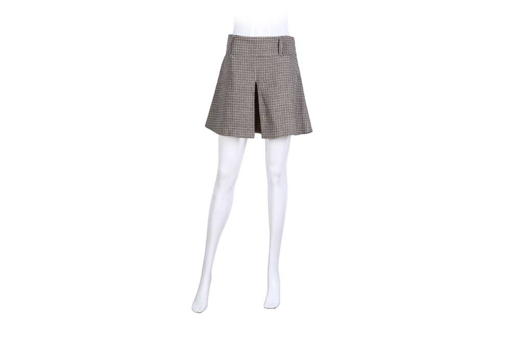 Lot 264 - Brunello Cucinelli Brown Linen Houndtooth Skort - Size 38