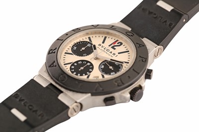 Lot 411 - BVLGARI DIAGONO ALUMINIUM CHRONOGRAPH BRACELET WATCH