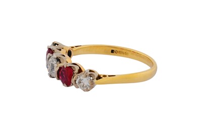 Lot 4 - A FIVE-STONE RUBY AND DIAMOND RING