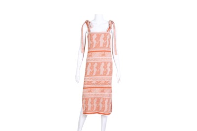 Lot 254 - Chanel Orange Knit Bow Sleeveless Dress - Size 36