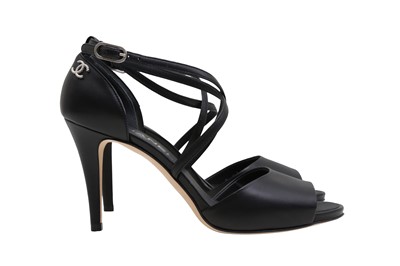 Lot 147 - Chanel Black CC Crossover Heeled Sandal - Size 37