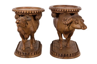 Lot 50 - A PAIR OF ANGLO INDIAN CARVED STANDS