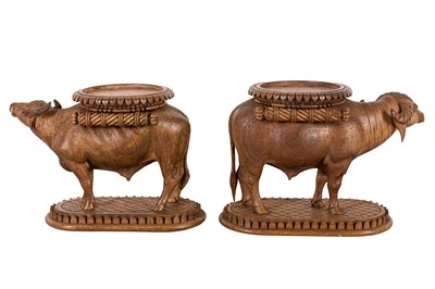 Lot 50 - A PAIR OF ANGLO INDIAN CARVED STANDS