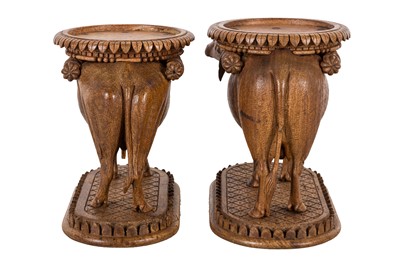 Lot 50 - A PAIR OF ANGLO INDIAN CARVED STANDS