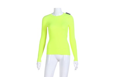 Lot 245 - Balenciaga Neon Yellow Tab Technical Rib Knit Sweater - Size S