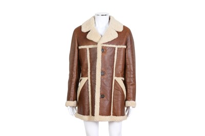 Lot 297 - Yves Salomon Homme Brown Shearling Coat - Size 48