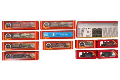 Lot 282 - A GROUP OF ELEVEN HORNBY OO GAUGE LOCOMOTIVES AND A TRACK PACK
