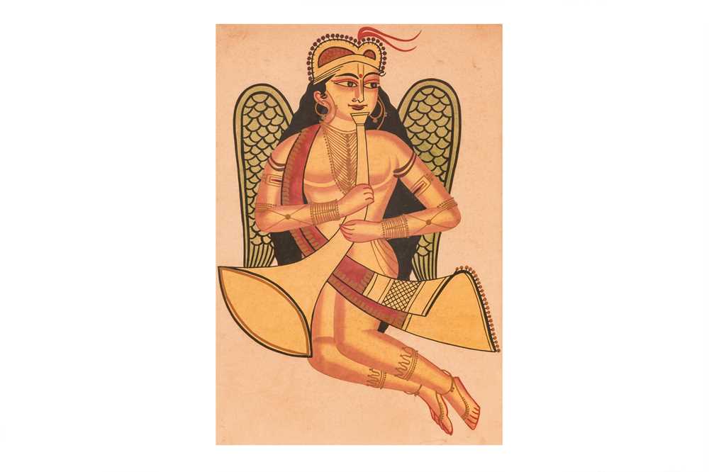 Lot 96 - A KALIGHAT STYLE PAINTING OF GARUDA