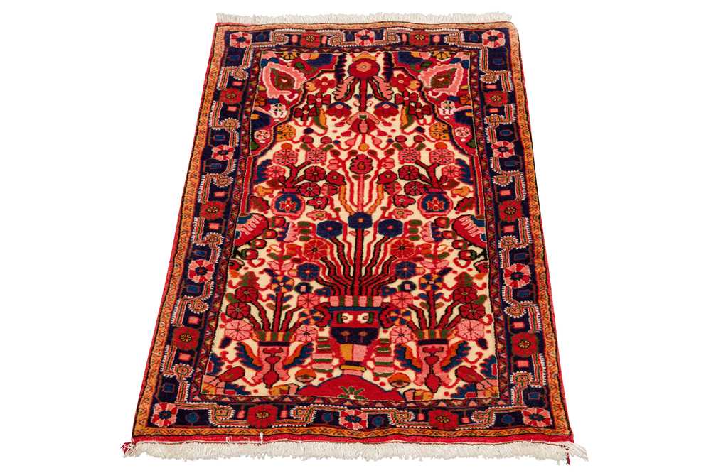 Lot 12 - AN UNUSUAL VERY FINE SOUF SAROUK PRAYER RUG,