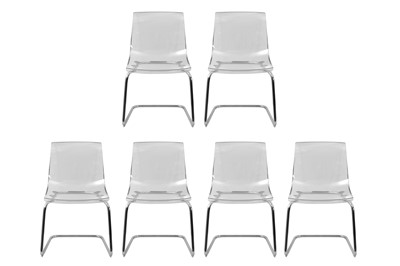 Lot 248 - A SET OF SIX CONTEMPORARY PERSPEX CANTILEVER CHAIRS