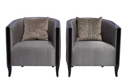 Lot 253 - A PAIR OF BESPOKE CONTEMPORARY CLUB ARMCHAIRS