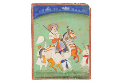 Lot 162 - AN EQUESTRIAN PORTRAIT OF A MAHARAJAH