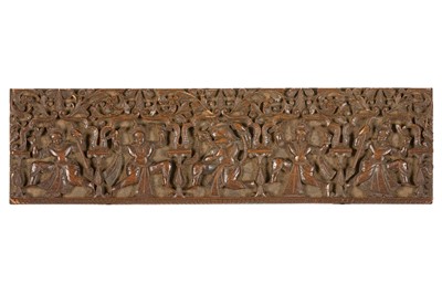 Lot 70 - A WOODEN PANEL FEATURING HINDU DEITIES