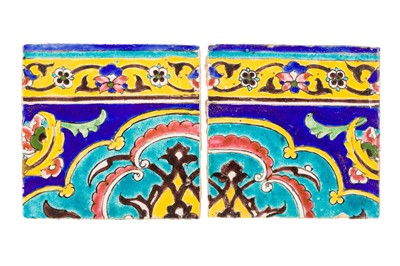 Lot 46 - TWO POLYCHROME-PAINTED POTTERY TILES