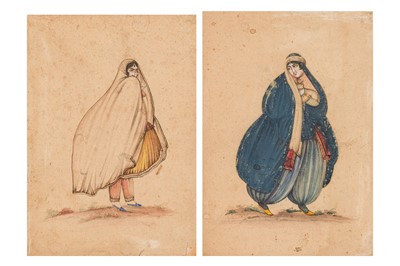 Lot 143 - TWO STANDING PORTRAITS OF QAJAR FIGURES