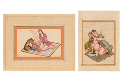 Lot 153 - TWO PERSIAN EROTIC ALBUM PAGES