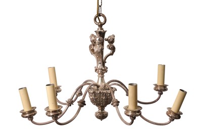 Lot 274 - A RENAISSANCE STYLE SILVER PLATED CHANDELIER, 20TH CENTURY