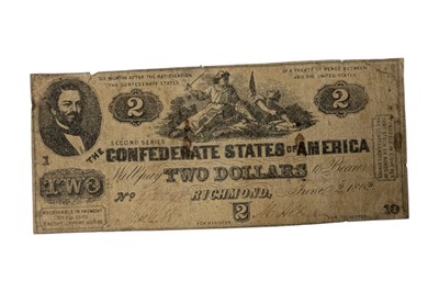 Lot 165 - CONFEDERATE STATES, 5X 2 DOLLARS T42, T54, T61, T70.