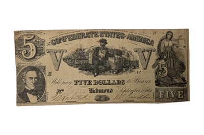 Lot 109 - CONFEDERATE STATES, 2X 5 DOLLARS T37.