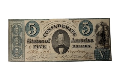 Lot 107 - CONFEDERATE STATES, 3X 5 DOLLARS T33, T34.