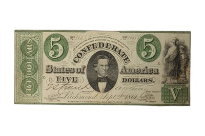 Lot 108 - CONFEDERATE STATES, 3X 5 DOLLARS T33, T53, T69.