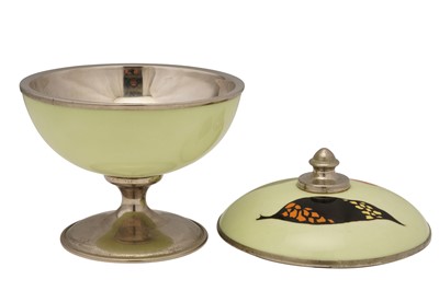 Lot 267 - A JAPANESE SILVER PLATED PEDESTAL BOWL AND COVER, MID 20TH CENTURY