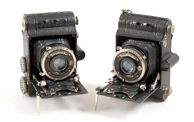 Lot 129 - A Pair of Voigtlander Folding Perkeo Cameras with Skopar Lenses