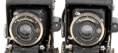 Lot 129 - A Pair of Voigtlander Folding Perkeo Cameras with Skopar Lenses
