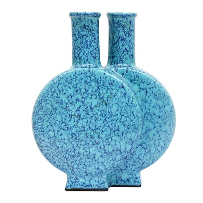 Lot 510 - A Chinese robin's egg-glazed conjoined double vase, 19th - 20th Century