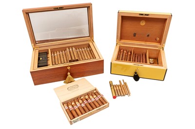 Lot 75A - TWO HUMIDORS AND A COLLECTION OF CIGARS