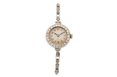 Lot 267 - A LADY'S PLATINUM AND DIAMOND COCKTAIL WATCH