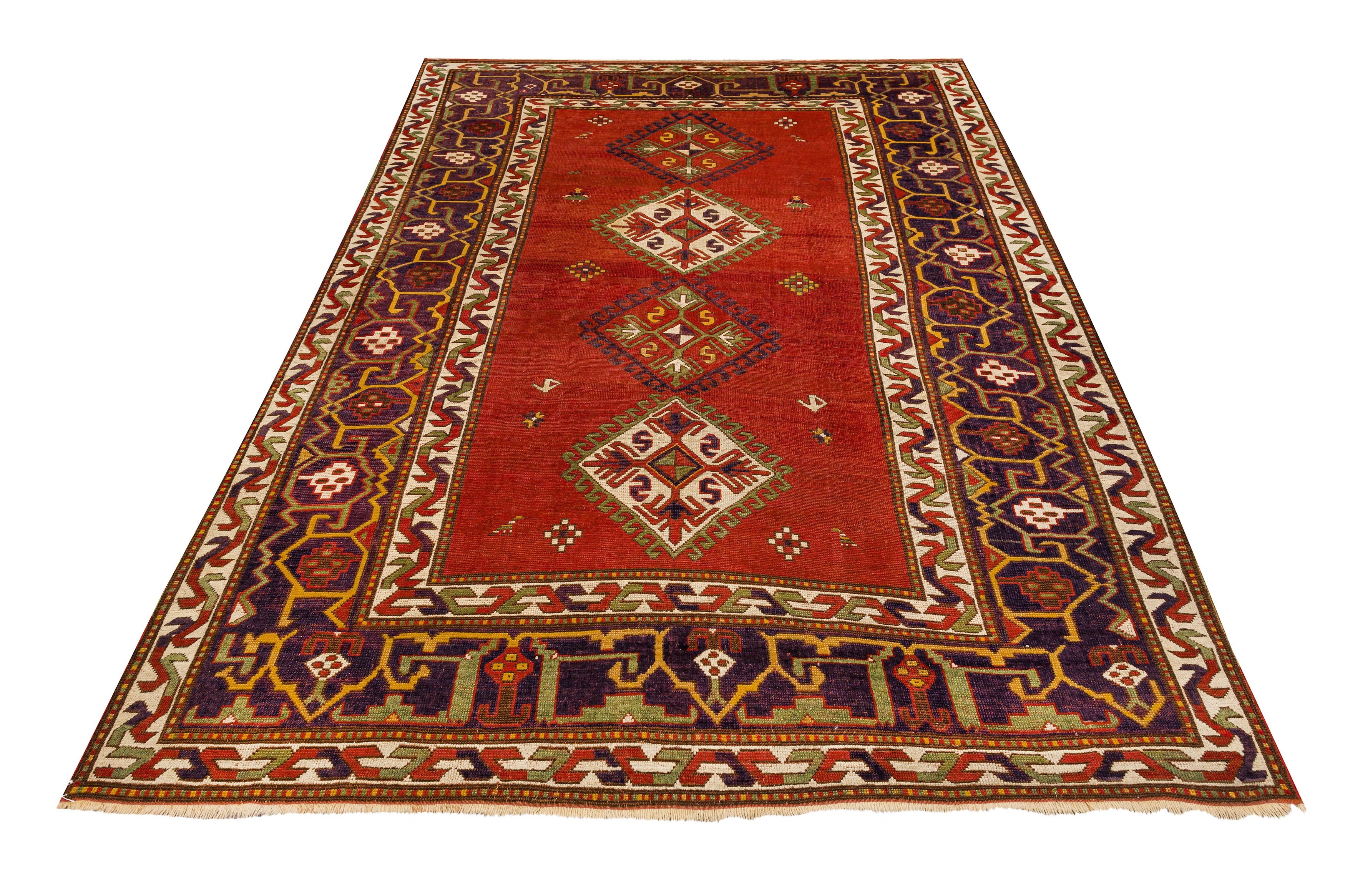 Lot 100 - AN ANTIQUE LARGE KAZAK RUG, SOUTH CAUCASUS
