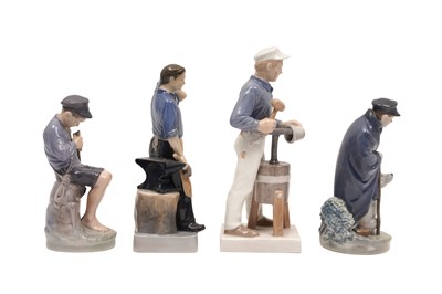 Lot 410 - A GROUP OF FOUR ROYAL COPENHAGEN PORCELAIN FIGURES