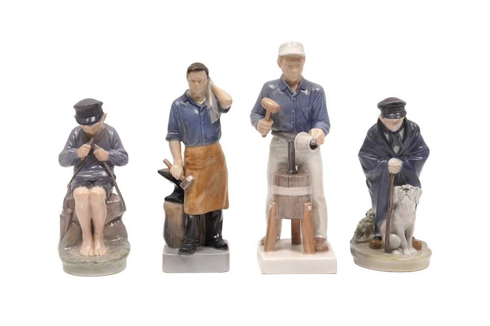 Lot 410 - A GROUP OF FOUR ROYAL COPENHAGEN PORCELAIN FIGURES