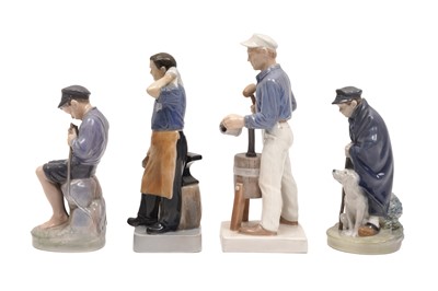 Lot 410 - A GROUP OF FOUR ROYAL COPENHAGEN PORCELAIN FIGURES