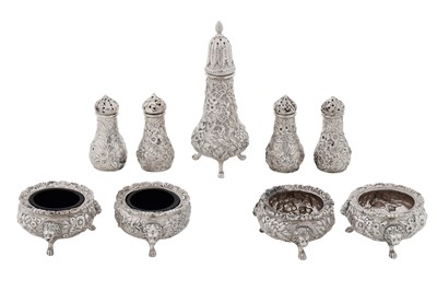 Lot 397 - A mid-19th century American silver cruet set, Baltimore circa 1860 by Samuel Kirk and Son