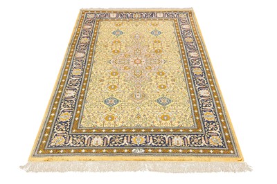 Lot 104 - AN EXTREMELY FINE SIGNED SILK QUM RUG, CENTRAL PERSIA