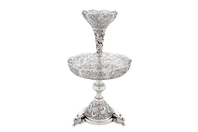 Lot 113 - An early 20th century Chinese export silver epergne centrepiece, Shanghai circa 1910, marked Kun He, retailed by Wo Shing