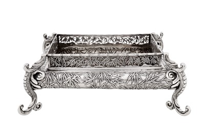 Lot 112 - A late 19th / early 20th century Chinese export silver jardinière stand, Canton circa 1900, marked Bao Sheng, retailed by Wang Hing