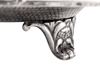 Lot 9 - An early 20th century Chinese export silver tray, Shanghai circa 1920, marked Shao Ji, retailed by Luen Hing