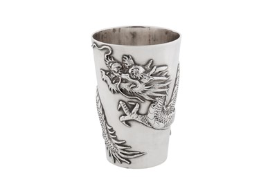 Lot 54 - An early 20th century Chinese export silver beaker, Shanghai circa 1910 marked Sheng, retailed by Hung Chong