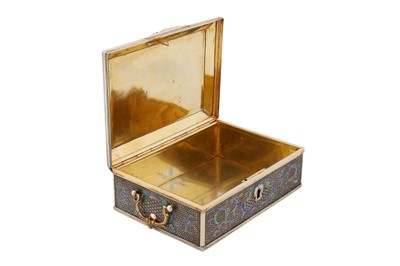 Lot 35 - A late 18th century Chinese export parcel gilt silver filigree and enamel casket, Canton circa 1780